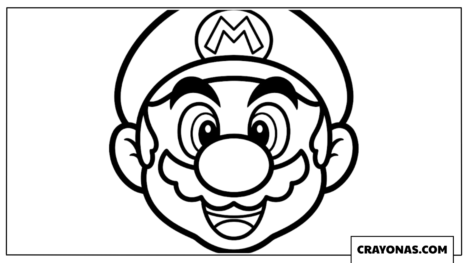 Simple Cartoon Mario Face Outline Coloring Page