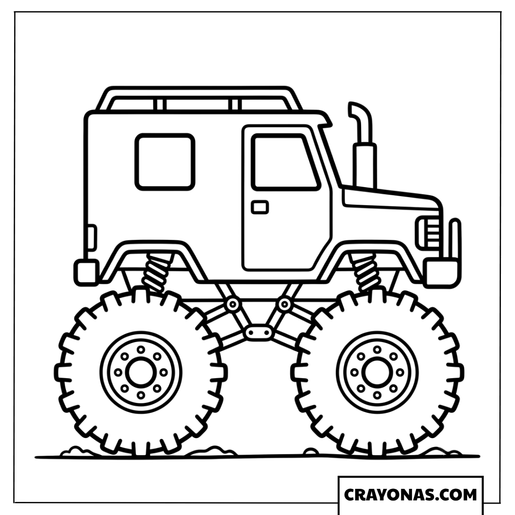 Simple SUV Style Monster Truck Side View Coloring Page