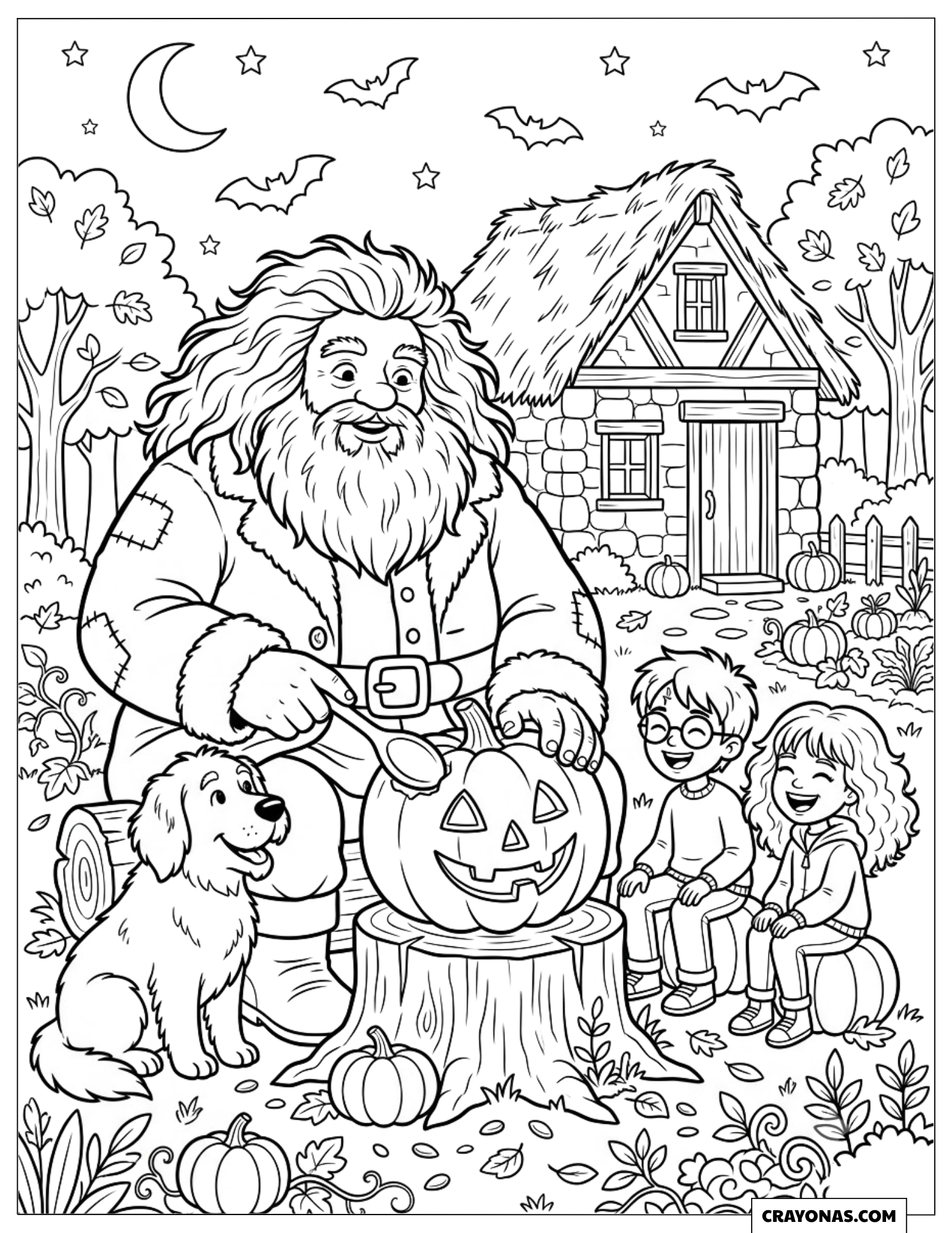 Hagrid, Harry and Hermione Halloween Template