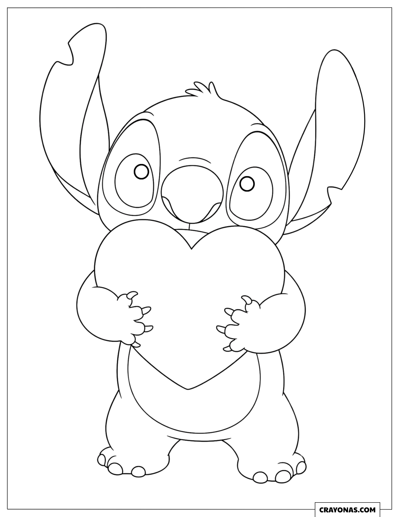 Easy Stitch Hugging a Big Heart Template to Color
