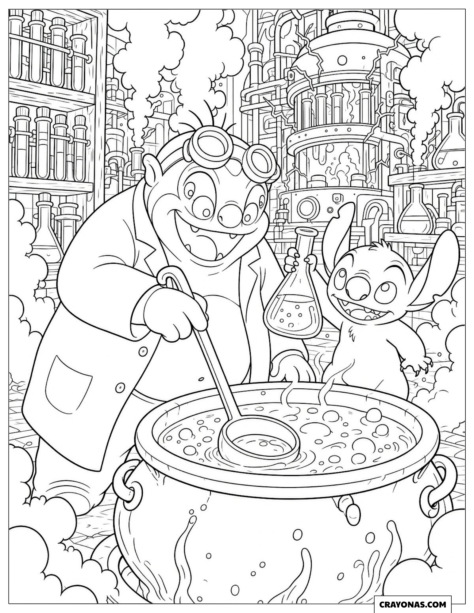 Jumba and Stitch Lab Experiment Template to Color