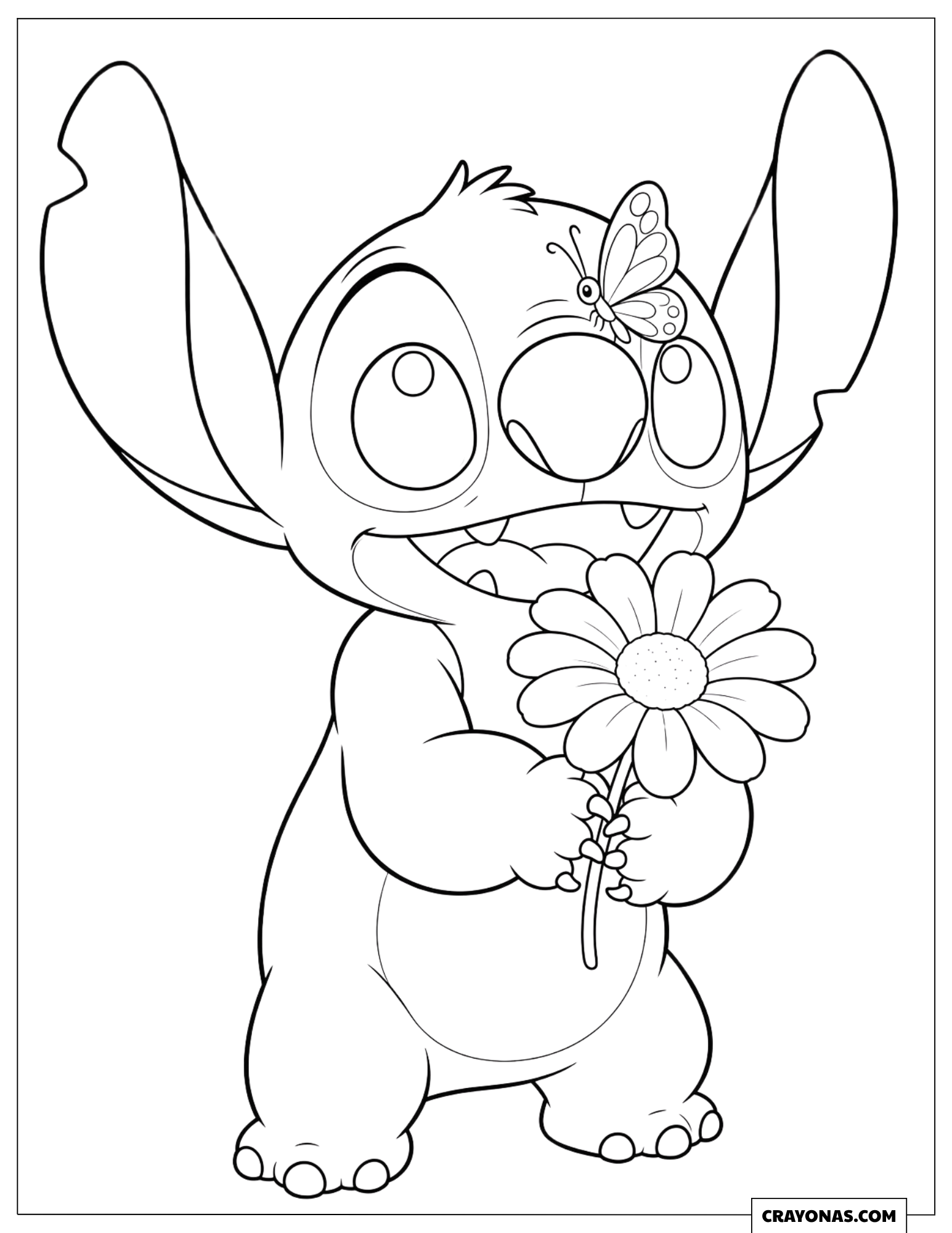 Stitch and Butterfly Template to Color