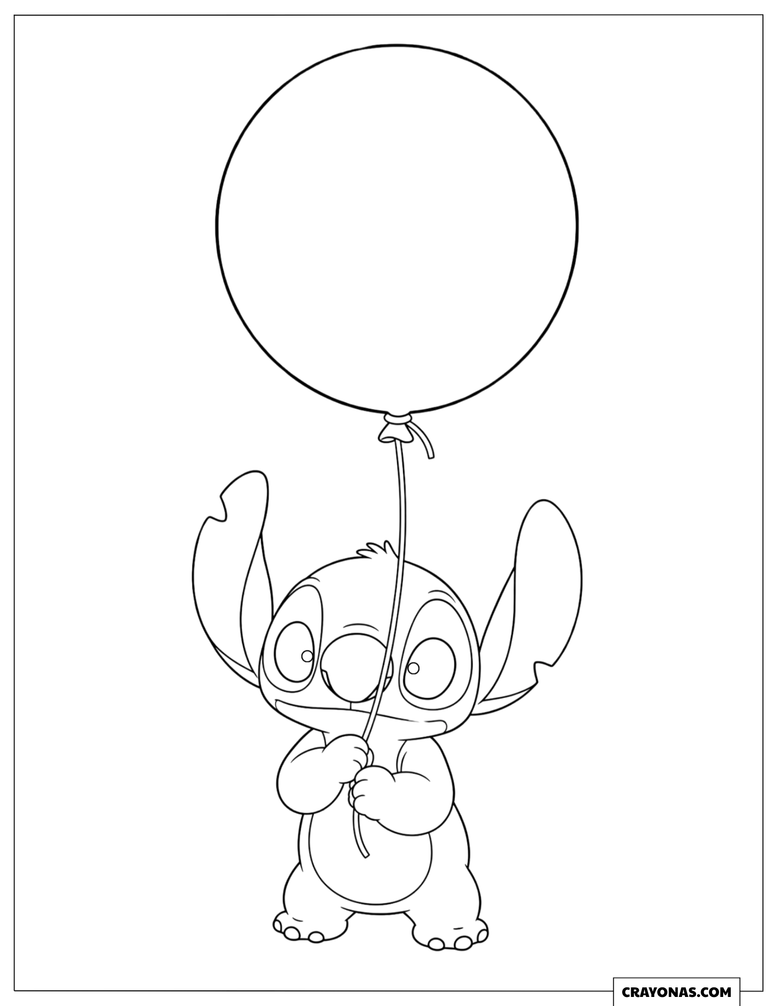 Stitch Holding Balloon Coloring Sheet