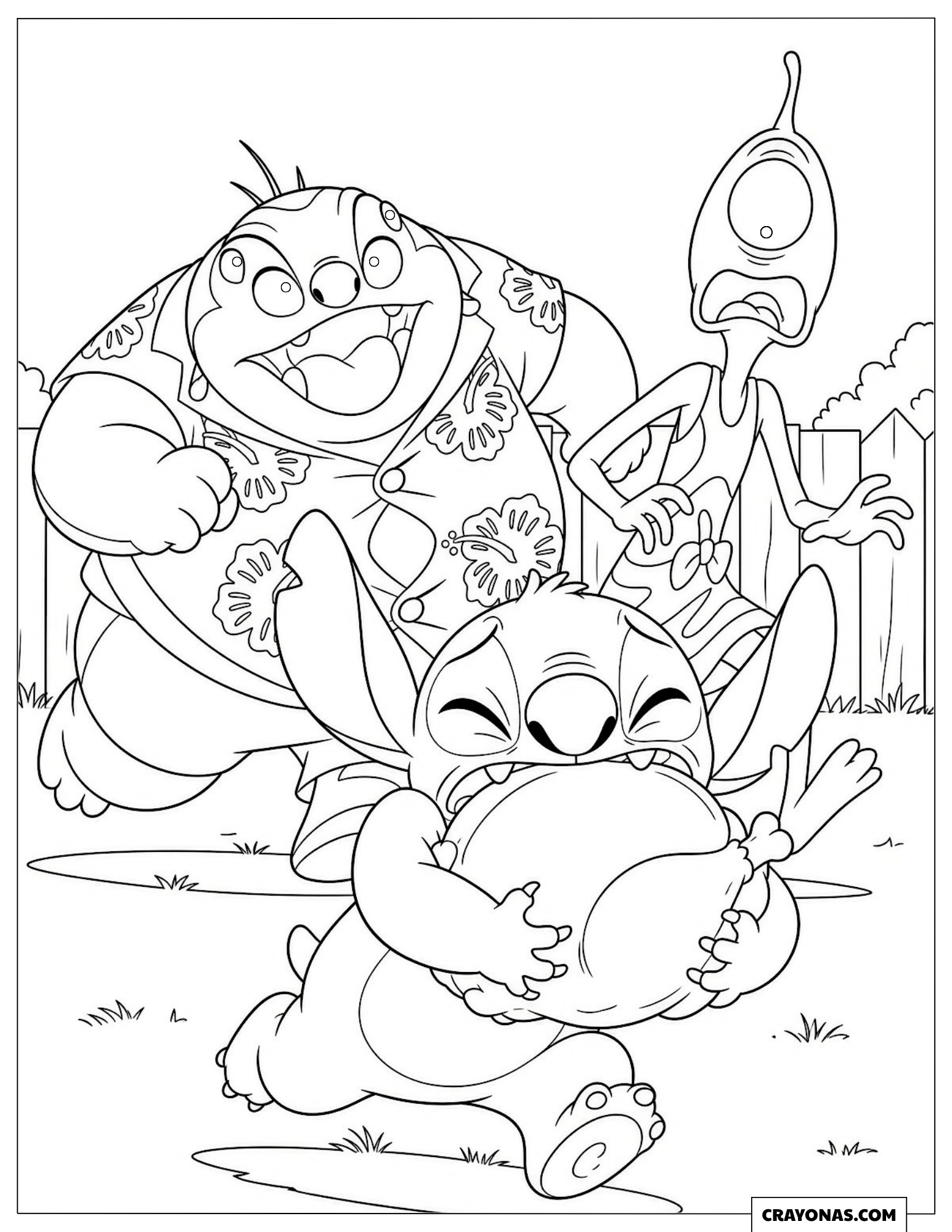 Stitch Running Off with Turkey Coloring Sheet for Kids