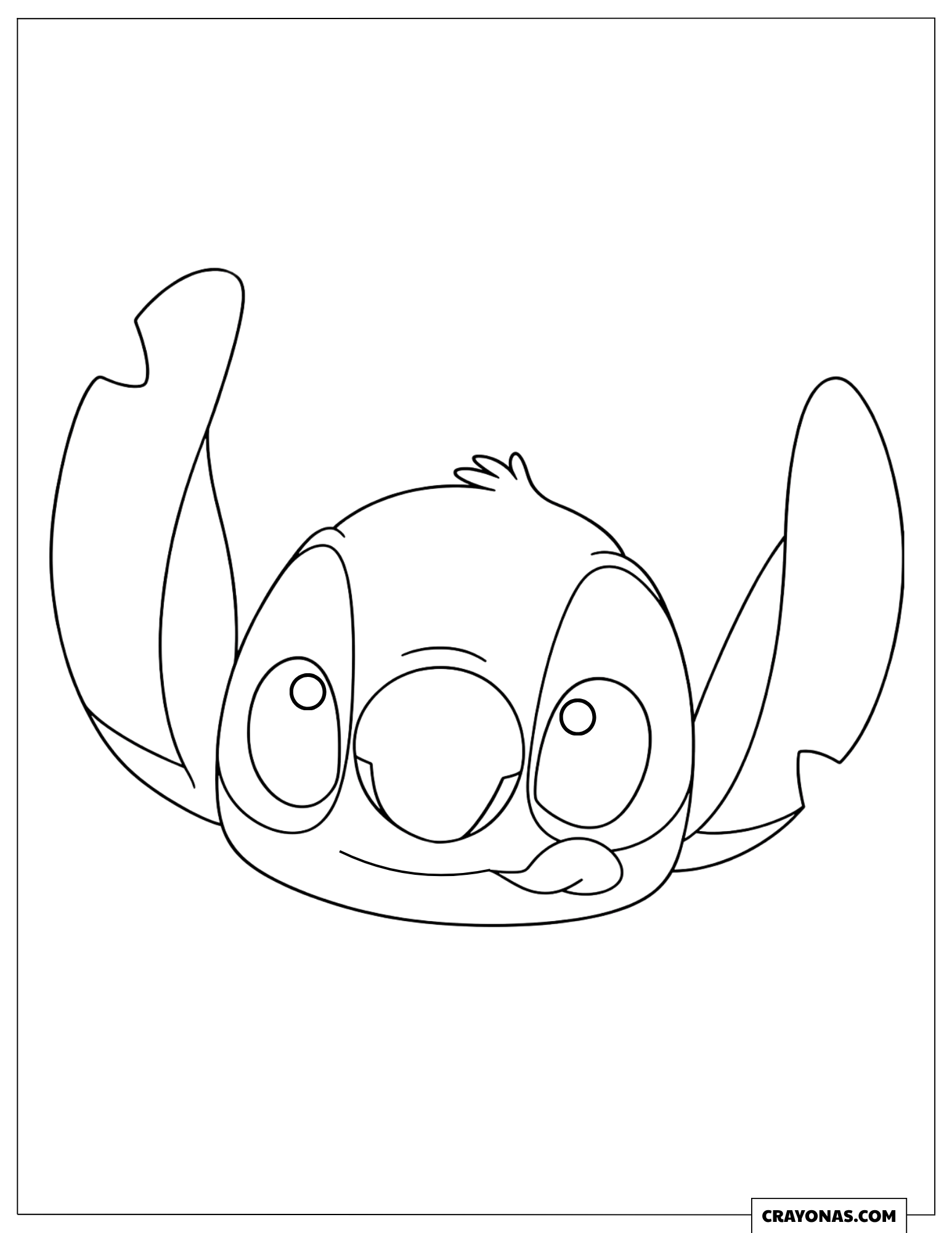 Stitch Smiling Face Portrait Coloring Page for Kids