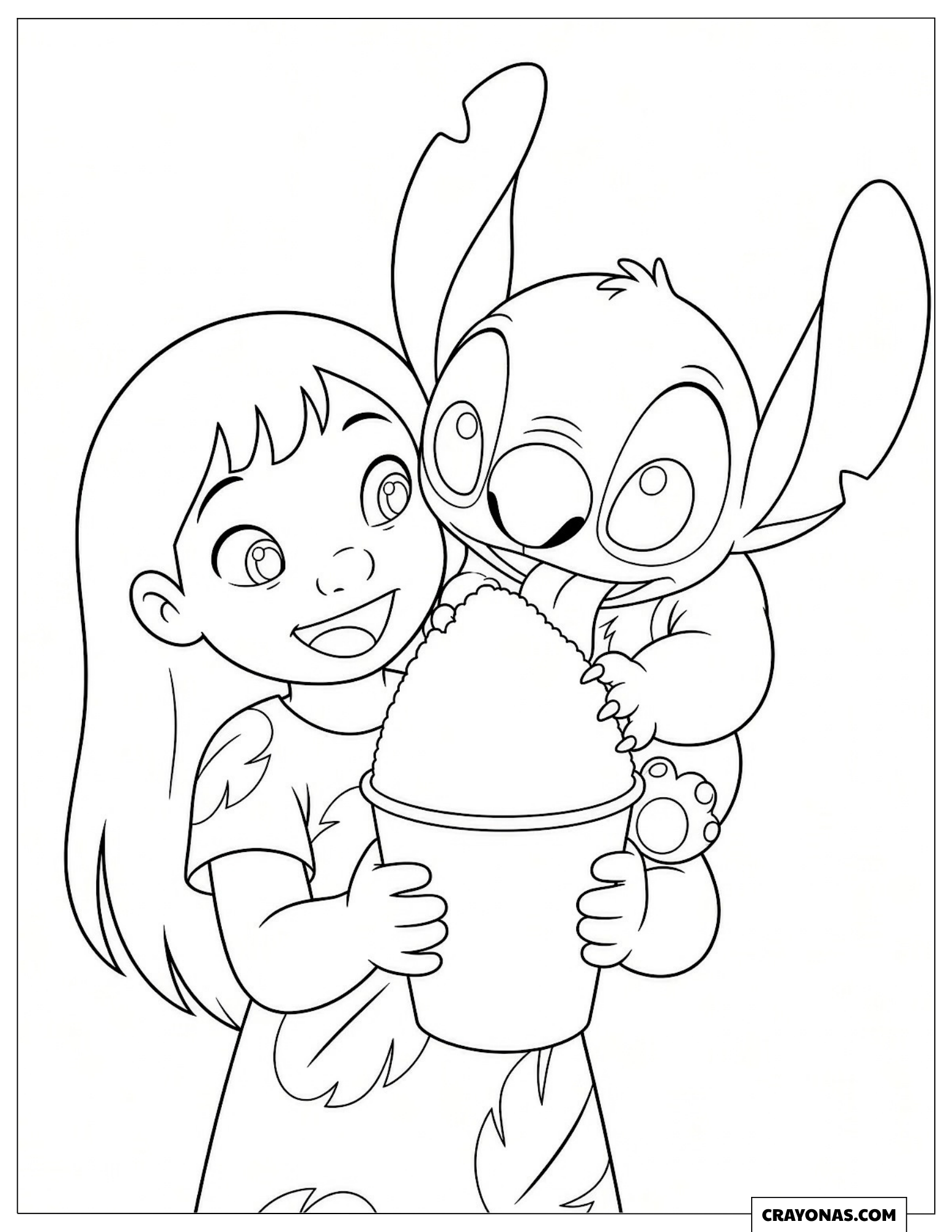 Stitch Sneaking a Lick of Lilo's Shaved Ice to Color