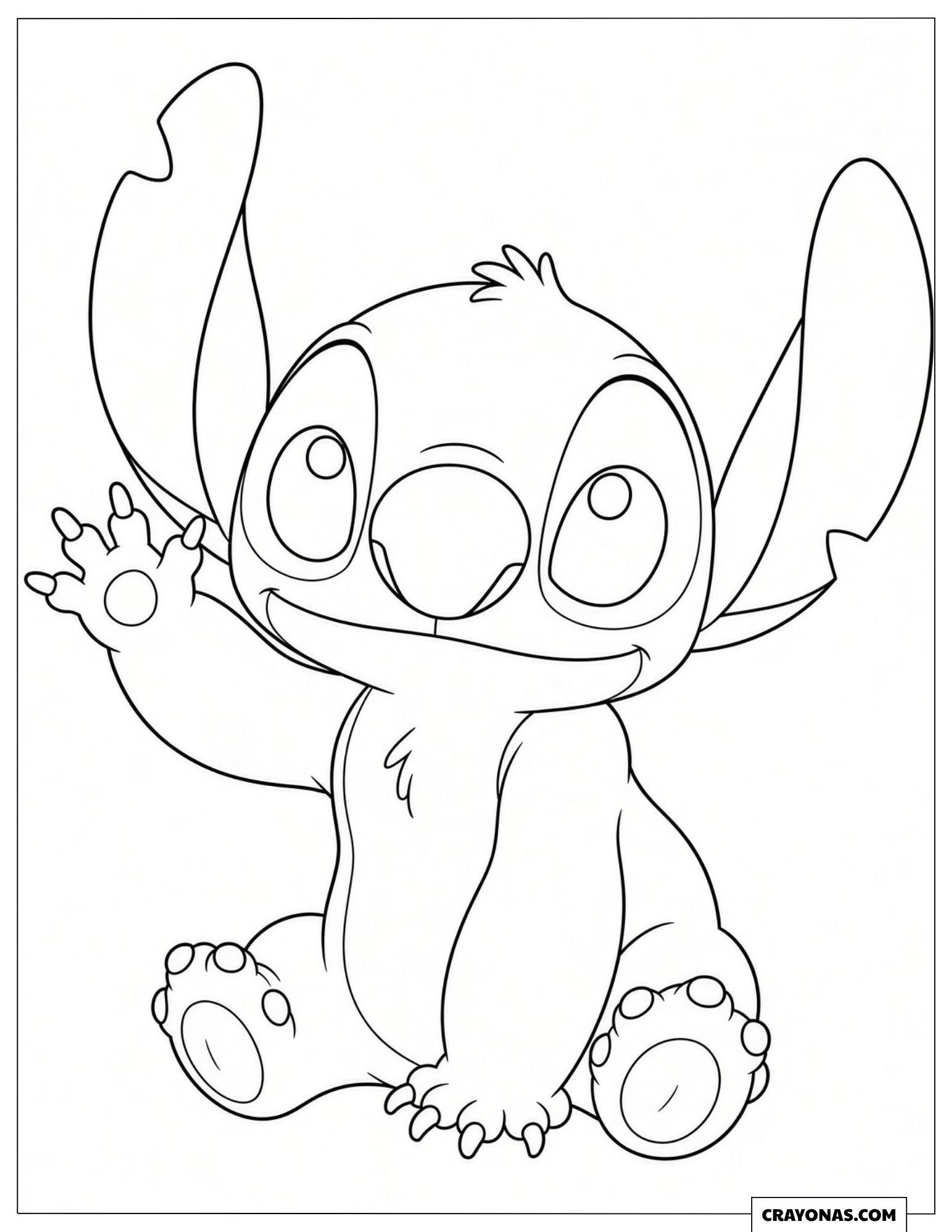 Stitch Waving Hello Coloring Sheet for Preschooler