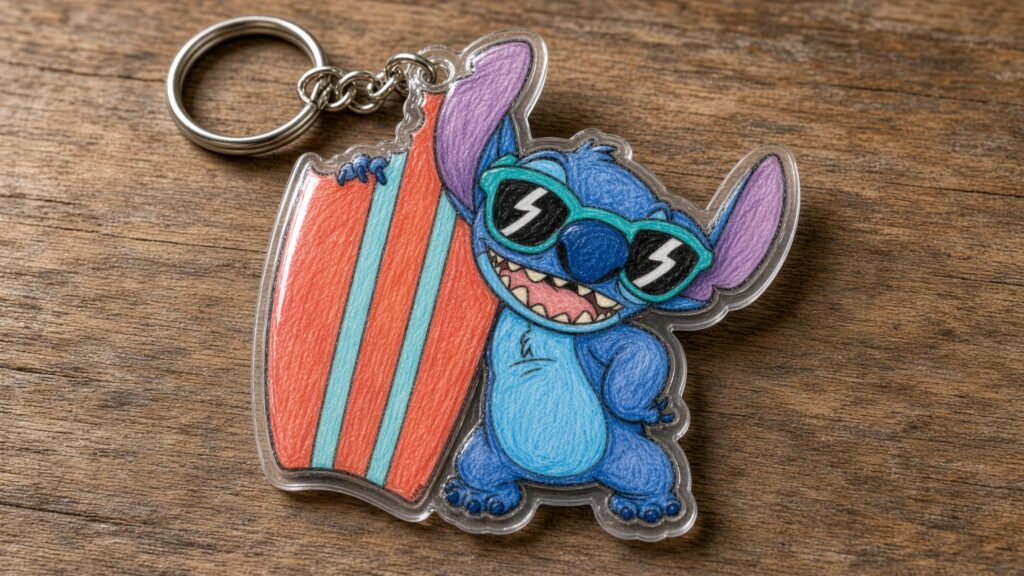 DIY Stitch Keychain from a Coloring Page