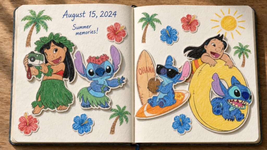 Stitch Coloring Scrapbook to Keep Their Artwork